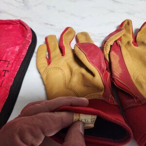 Used Red YXL Bruce Bolt Batting Gloves